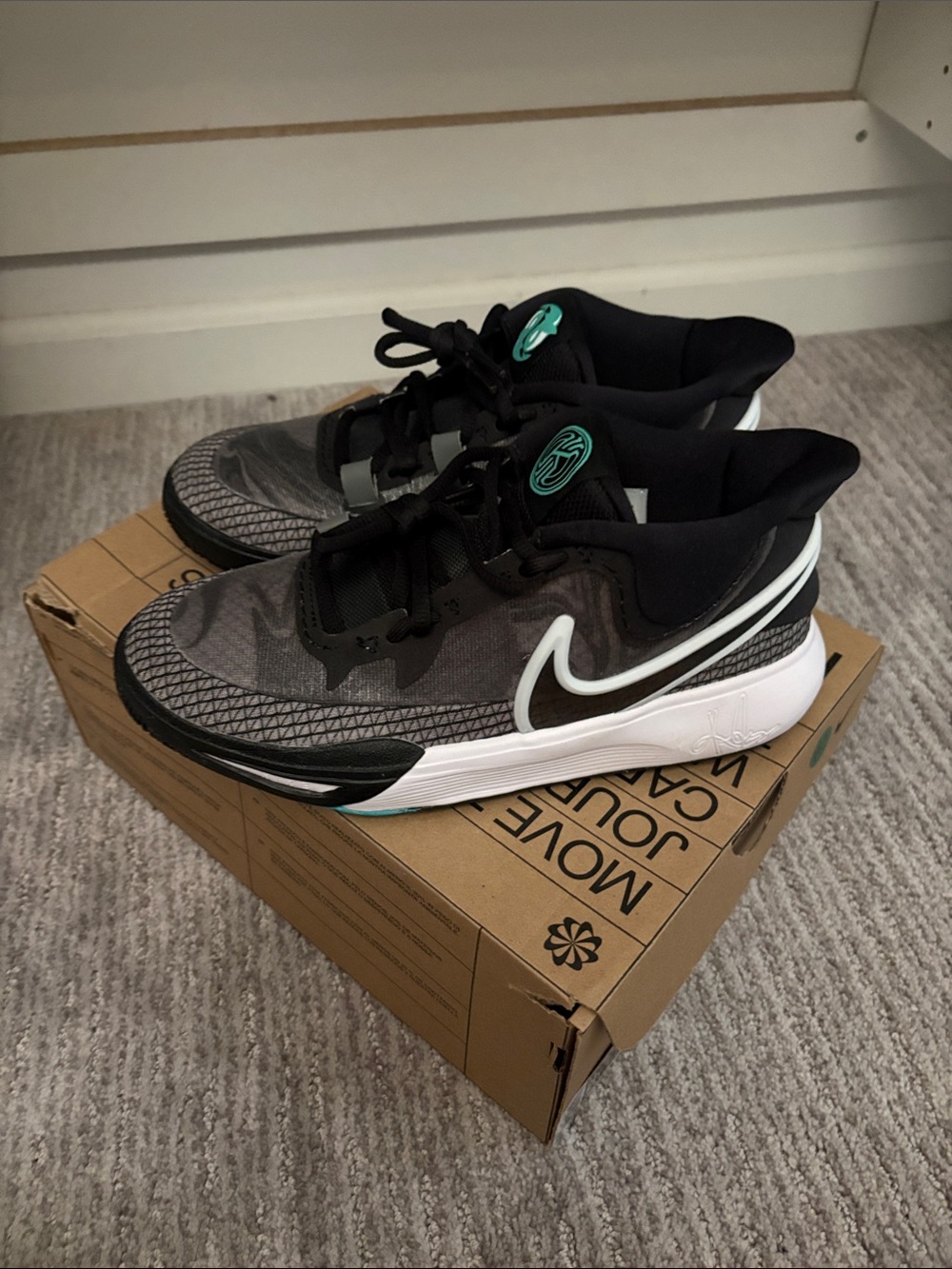 Nike Basketball Shoes - Black & Gray with Teal Accent